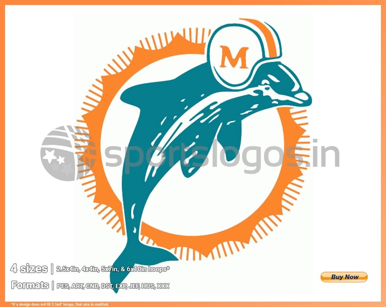 Miami Dolphins - Football Sports Embroidery Logo in 4 sizes ...