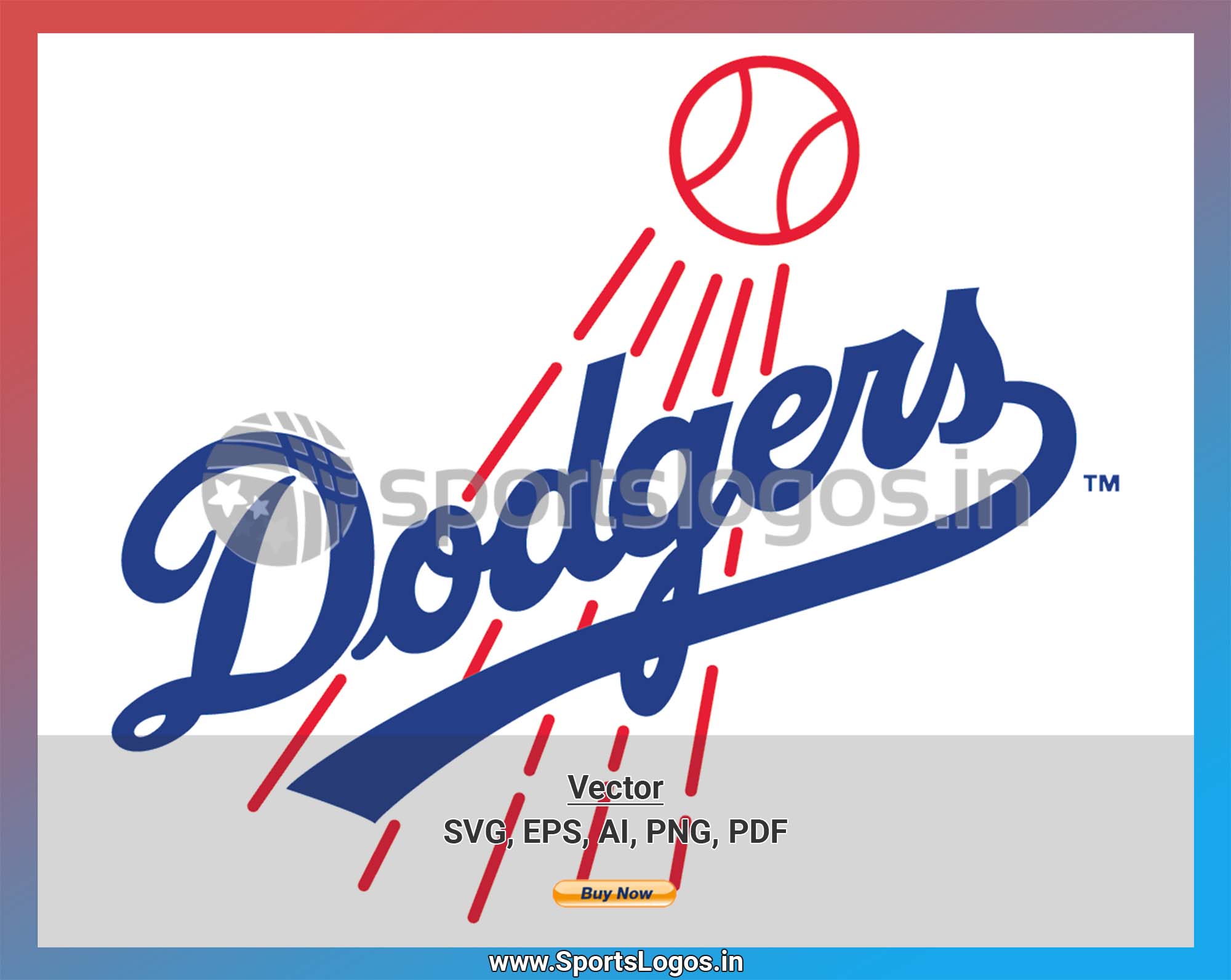 LA Dodgers Vector Baseball Logo SVG, Happy Sport SVG