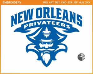 New Orleans Privateers - Alternate Logo (2013) - College Sports Embroidery Logo in 4 sizes & 8 formats - SPLN007852