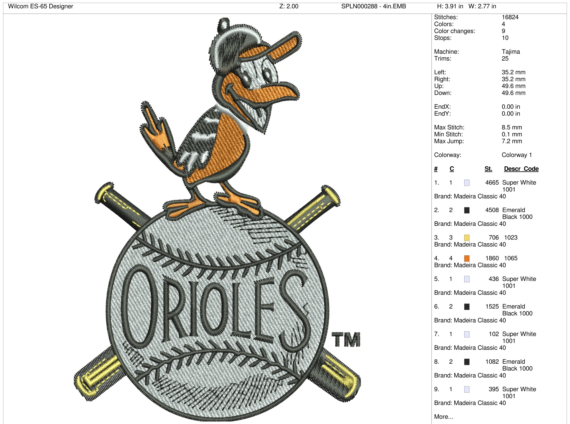 Baltimore Orioles 1954 1965 American League Baseball Sports Embroidery Logo In 4 Sizes 4624