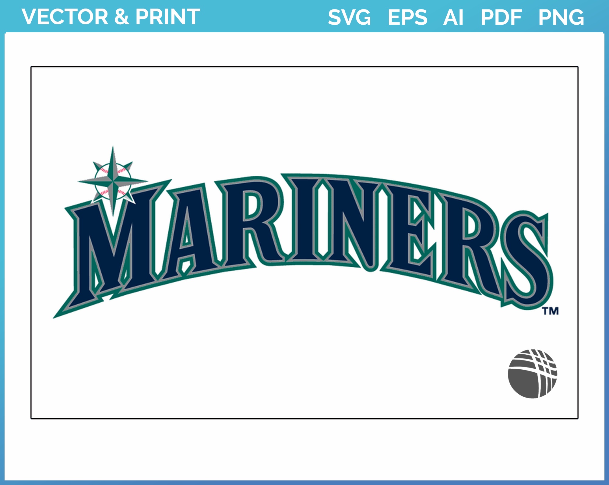 Seattle Mariners Wordmark SVG Cut File - Free Sports Logo Downloads