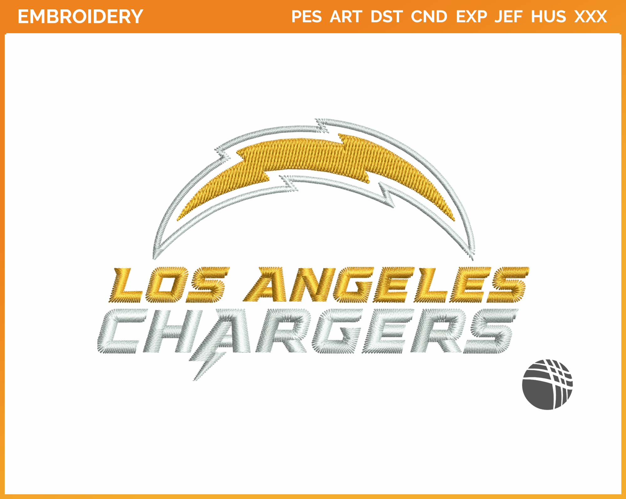 Los Angeles Chargers - Alternate Logo (2020) - Football Sports Embroidery  Logo in 4 sizes & 8 formats